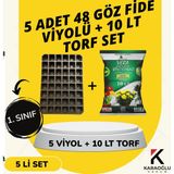 Karaoğlu Vakum Ambalaj 5 Adet Fide Viyolü+ 5 Litre Ithal Torf Seti (Seçim Yapınız) - 5 ADET 48 GÖZ FİDELİK + 10 LT İTHAL TORF