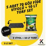 Karaoğlu Vakum Ambalaj 5 Adet Fide Viyolü+ 5 Litre Ithal Torf Seti (Seçim Yapınız) - 5 ADET 70 GÖZ FİDELİK + 10 LT İTHAL TORF