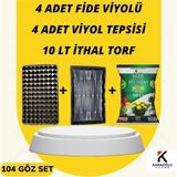 Karaoğlu Vakum Ambalaj Fide Viyolü Viyol Tepsisi Ithal Torf 4 Lü Set - 104 Göz Set