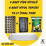 Karaoğlu Vakum Ambalaj Fide Viyolü Viyol Tepsisi Ithal Torf 4 Lü Set - 32 Göz Set