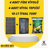 Karaoğlu Vakum Ambalaj Fide Viyolü Viyol Tepsisi Ithal Torf 4 lü Set - 84 Göz Set