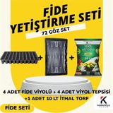 Karaoğlu Vakum Ambalaj Fide Viyolü Viyol Tepsisi Ithal Torf 4 lü Set Fide Yetiştirme Seti - 72 Göz Set