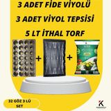 Karaoğlu Vakum Ambalaj Fide Viyolü Viyol Tepsisi Ithal Torf 5li Set Fide Yetiştirme Seti - 32 Göz Set