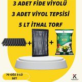 Karaoğlu Vakum Ambalaj Fide Viyolü + Viyol Tepsisi + Ithal Torf 5li Set Fide yetiştirme seti - 70 Göz Set