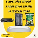 Karaoğlu Vakum Ambalaj Fide Viyolü Viyol Tepsisi Ithal Torf 5li Set Fide Yetiştirme Seti - 72 Göz Set