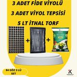 Karaoğlu Vakum Ambalaj Fide Viyolü Viyol Tepsisi Ithal Torf 5li Set Fide Yetiştirme Seti - 84 Göz Set