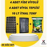 Karaoğlu Vakum Ambalaj Fide Viyolü Viyol Tepsisi Ithal Torf lü Set - 45 Göz Set