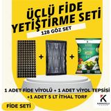Karaoğlu Vakum Ambalaj Fide Viyolü Viyol Tepsisi Ithal Torf Üçlü Set Fide Yetiştirme Seti Seçim Yapınız - 128 Göz Set
