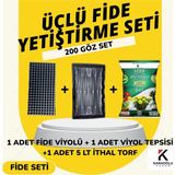 Karaoğlu Vakum Ambalaj Fide Viyolü Viyol Tepsisi Ithal Torf Üçlü Set Fide Yetiştirme Seti Seçim Yapınız - 200 Göz Set