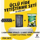 Karaoğlu Vakum Ambalaj Fide Viyolü Viyol Tepsisi Ithal Torf Üçlü Set Fide Yetiştirme Seti Seçim Yapınız - 24 Göz Set