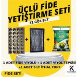 Karaoğlu Vakum Ambalaj Fide Viyolü Viyol Tepsisi Ithal Torf Üçlü Set Fide Yetiştirme Seti Seçim Yapınız - 32 Göz Set