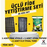 Karaoğlu Vakum Ambalaj Fide Viyolü Viyol Tepsisi Ithal Torf Üçlü Set Fide Yetiştirme Seti Seçim Yapınız - 45 Göz Set