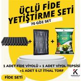 Karaoğlu Vakum Ambalaj Fide Viyolü Viyol Tepsisi Ithal Torf Üçlü Set Fide Yetiştirme Seti Seçim Yapınız - 70 Göz Set