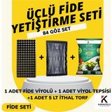 Karaoğlu Vakum Ambalaj Fide Viyolü Viyol Tepsisi Ithal Torf Üçlü Set Fide Yetiştirme Seti Seçim Yapınız - 84 Göz Set