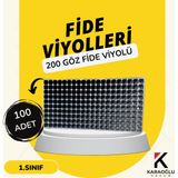 Karaoğlu Vakum Ambalaj Fidelik Viyol Adet Seçiniz 200 Göz Fide Viyolü Fide Altlığı Tohum Yetiştirme Kabı - 100 Adet - Siyah