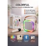 Karaoke Mikrofonlu Kablosuz Bluetooth Hoparlör 5 Ses Efektli Rgb Hd Stereo Ses Usb/sd/fm