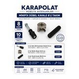 KARAPOLAT 10mm Kendinden Dübelli Minifix Dübel Kavale Takımı 8 Adet | Minifix Gövde + Mil + Plastik Kavela Mobilya Bağlantı Seti