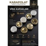 Karapolat 15 mm Dekoratif Vida Kapağı Kapatıcı (10 Adet) - KROM