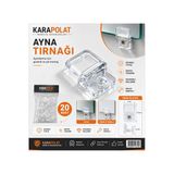 Karapolat 20 Adet Şeffaf Plastik Ayna Tırnağı - Cam Tutucu Tırnak - Duvara Ayna Sabitleyici Asma Montaj Aparatı Şeffaf