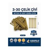 KARAPOLAT 3-30 Çelik Çivi - Beton ve Sert Zemin Çivisi - Eğilmez Karbon Çelik 100 Adet