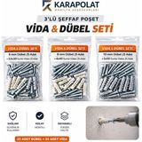 KARAPOLAT 3’lü Sunta Dübel Seti Mobilya Ahşap Bağlantı Dübel Ve Vida