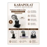 Karapolat 4 Adet Siyah Mobilya Koltuk Sehpa Ayağı Tekerlekli 360DERECE Dönmektedir (Uzunluk 13CM )