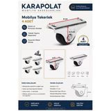 KARAPOLAT 4 Adet Tekerlek Mini Sabit Mobilya Sehpa Komidin Tekeri