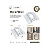 KARAPOLAT Askı Aparatı 1 Adet | Ayna Tablo Çerçeve Duvar Askı Montaj Aparatı Metal Gizli Askı Braketi 42x45 mm