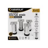 KARAPOLAT Ayarlanabilir 12 cm Mobilya Kanepe Baza Koltuk Metal Destek Yükseltici Ayağı Krom Ayakları 4 Adet Vida Dahil