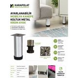 Karapolat Ayarlanabilir Mobilya Kanepe Baza Koltuk Metal Destek Yükseltici Ayağı Krom Ayakları 4 Adet Vida Dahil (5-8-10-12-15CM)