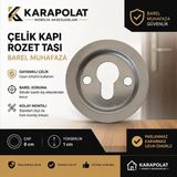 Karapolat Çelik Kapı Rozet Taşı Barel Muhafaza 80 mm Paslanmaz Çelik Silindir Kilit Koruma Rozeti Saten Nikel - 1 Adet