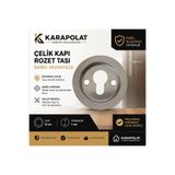 KARAPOLAT Çelik Kapı Rozet Taşı Barel Muhafaza 80 mm Paslanmaz Çelik Silindir Kilit Koruma Rozeti Saten Nikel