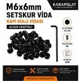Karapolat M6X6MM Setskur Vida 1000 Adet Kapı Kolu Vidası Alyan Hediyeli