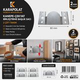Karapolat Metal (2 Çift Takım) Mobilya Baza Koltuk Köşe Kanepe Çekyat Birleştirme Başlık Sacı Aparatı - 2x39x80mm