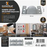 Karapolat Metal (2 Çift Takım) Mobilya Baza Koltuk Köşe Kanepe Çekyat Birleştirme Başlık Sacı Aparatı - 2x46x100mm