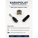 Karapolat Minifix 8'li Takım Set - Minifix Gövde + Kendinden Dübelli Mil + Kavelya - 8MM Kendinden Dübelli