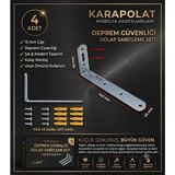 Karapolat Mobilya Eşya Dolap Duvara Sabitleme Köşebent Bağlantı Aparatı L Demiri Gönye Vida Dahil - Gümüş - 20x60x140mm