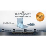 Karapolat Mobilya Eşya Dolap Duvara Sabitleme Köşebent Bağlantı Aparatı L Demiri Gönye Vida Dahil - Gümüş - 45x45x30 Mm