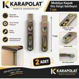 Karapolat Mobilya Kapak Düz Sürgü Sabitleyici 7 cm 2 Adet – Dolap Kapak Sabitleme Aparatı