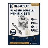 Karapolat Plastik Dübelli Minifix Gövde Ve Mil Seti - Mobilya Bağlantı Elemanı (20 Adet) Gümüş