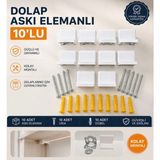 Karapolat Yapı 10'lu Dolap Askı Elemanı Seti Beyaz Dübel Vida Dahildir
