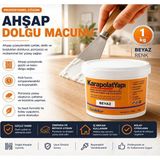 Karapolat Yapı Ahşap Tamir Dolgu Macunu 1 kg Kapı Parke Tamir Macunu Beyaz Dolgu Macunu Çizik Giderici