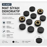 Karapolat Yapı Mat Siyah Dekoratif Vida Kapama Kapağı 15MM 10 Adet Mobilya Vida Gizleme Kapağı - MAT SİYAH