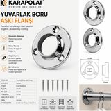 Karapolat Yuvarlak Boru Askı Flanşı 2 Adet Elbise Askı İçin Dayanıklı Zamak Malzeme