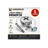 Karapolat Zamak Metal Dübelli Minifix Seti 5 Takım – Mobilya Dolap Bağlantı Elemanı, Minifix Gövde Mil ve Dübel Seti