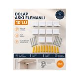 KarapolatYapı 10’lu Dolap Askı Elemanı Seti Beyaz – Vida ve Dübel Dahil