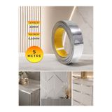 KarapolatYapı 20mm Gümüş Dekoratif Şerit Bant PVC - Kendinden Yapışkanlı Metalik Duvar ve Mobilya Süsü (5 Metre)
