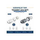 KarapolatYapı Klozet Taharet Çubuğu Ucu Seti 1 Adet Beyaz Taharet uç - 1 Adet Krom uç