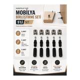 KarapolatYapı Mobilya Birleştirme Seti Minifix Gövde + Dübelli Minifix + Kavela 5 Adet