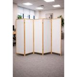 KARAS AHŞAP 5 Kanatlı Ahşap Paravan 225X175 cm Çift Taraflı Beyaz Mdf Masif Çam Çerçeve - Beyaz - Ahşap - 175*225